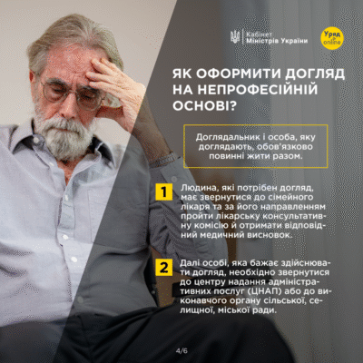 Хто може оформити догляд за людиною похилого віку 80 років?