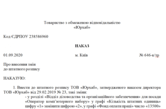 Зміни до штатного розпису бюджетної установи: зразок та інструкції