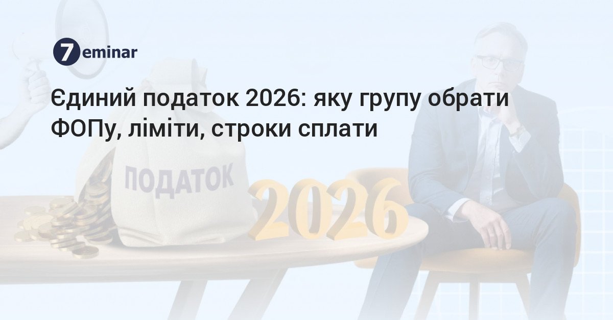 7eminar | Єдиний податок 2026: яку групу обрати ФОПу, ліміти ...