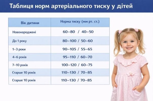 Оптимальні показники артеріального тиску у дітей віком 10 років: норма