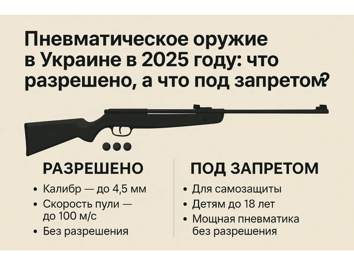 Пневматична зброя в Україні 2025 — дозволи, заборони, законодавство