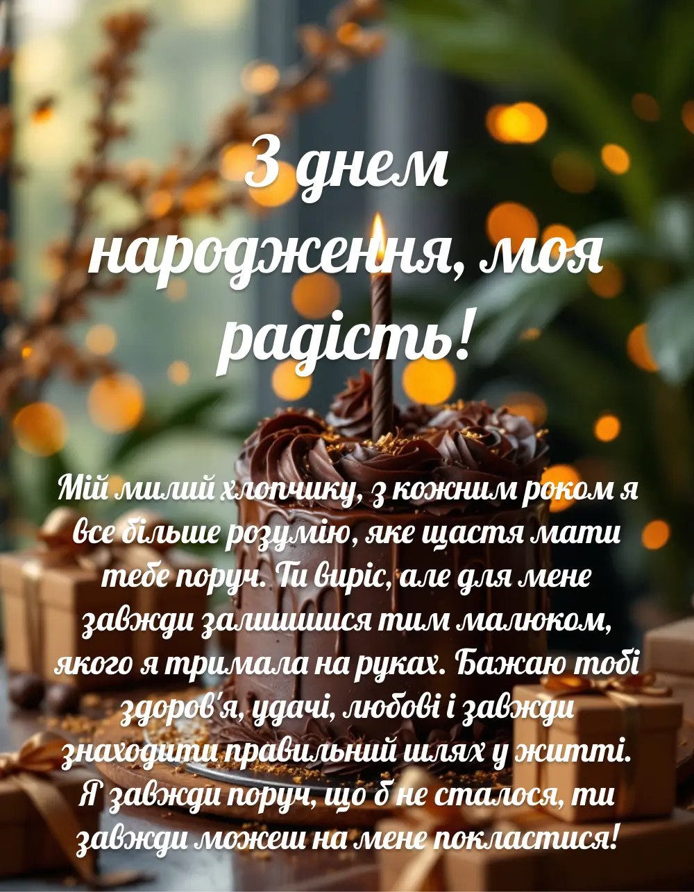 Привітання сину до сліз