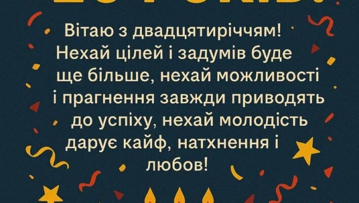Привітання з 20-річчям: найкращі побажання своїми словами для іменинника