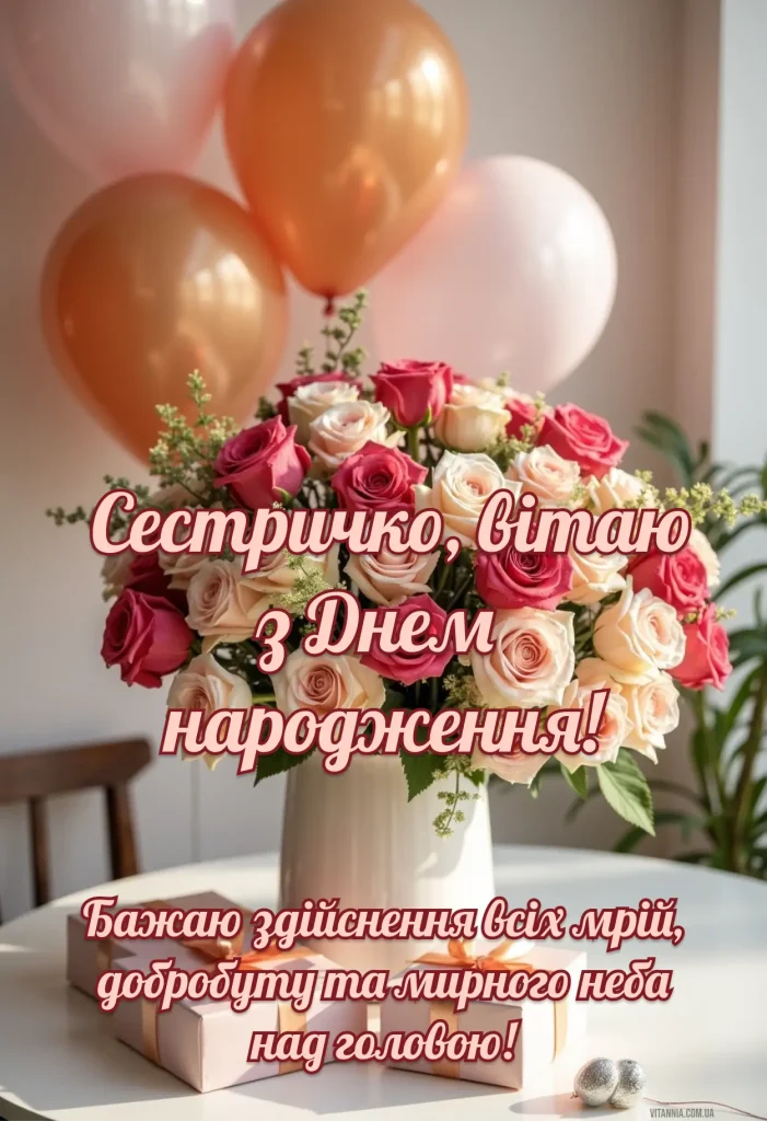 Привітання з днем народження, сестричко, своїми словами