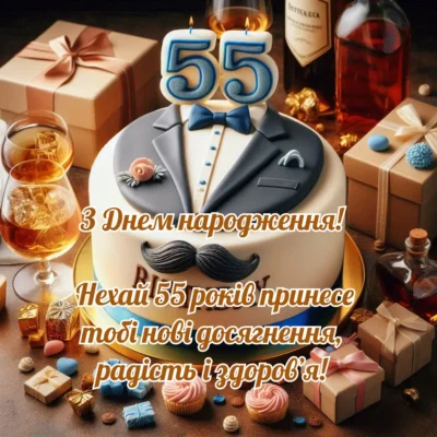 Привітання з ювілеєм 55 років чоловіку: щирі слова в прозі для свята
