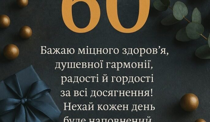 Привітання з ювілеєм 60 років: щирі та теплі слова від душі Привітання з ювілеєм 60 років: щирі та теплі слова від душі