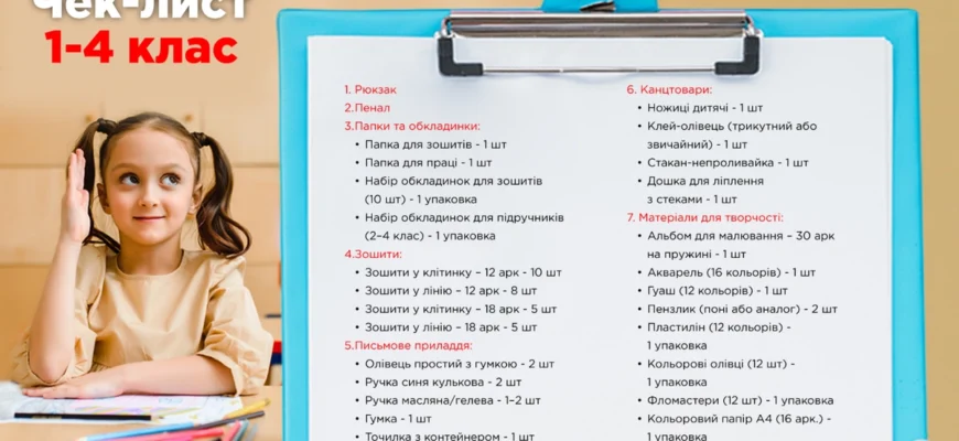 Що потрібно першокласнику: список необхідних речей для школи