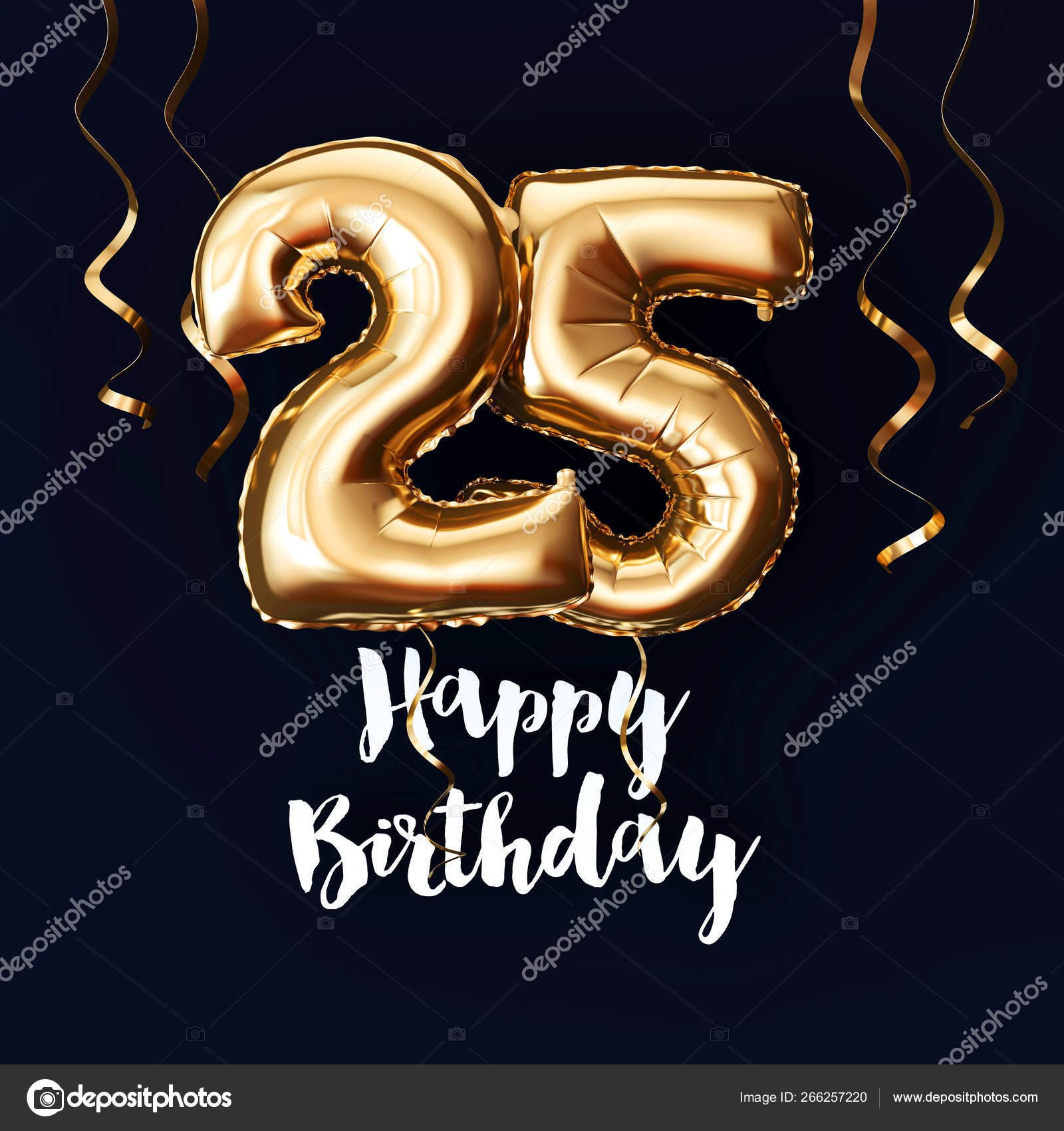 Щасливий 25-й день народження золота фольга з повітряною кулею з ...