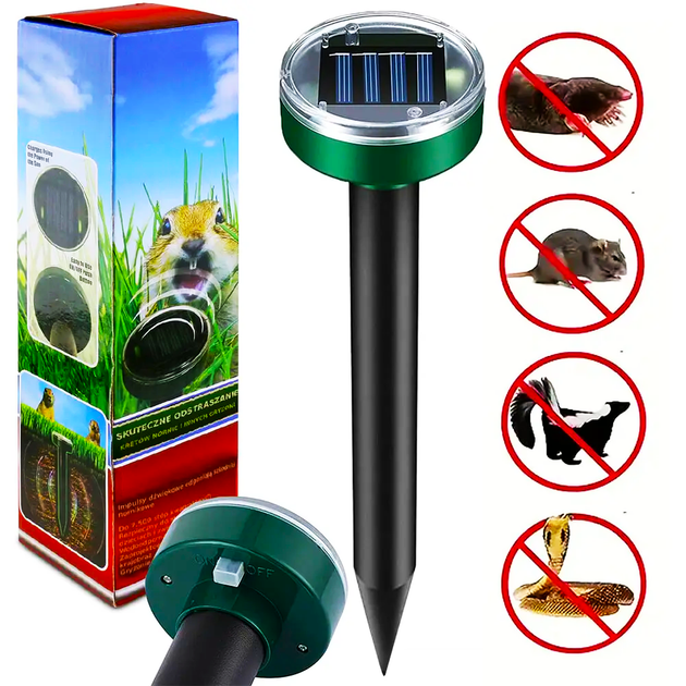 Відлякувач кротів та мишей для саду, із сонячною панеллю ...