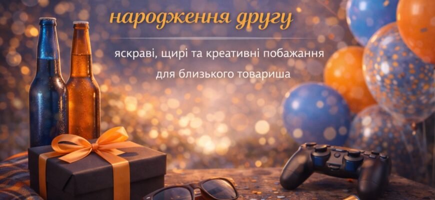 Картинка з Днем Народження другу: яскраві привітання та побажання