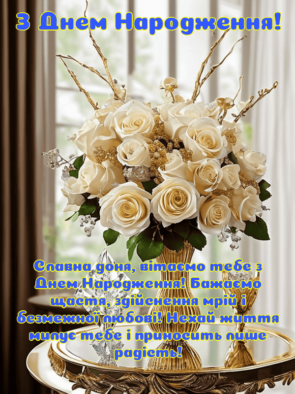 Привітання з Днем Народження донечки українською мовою, листівки ...