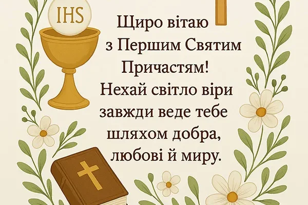 Привітання від хресної мами з Першим Святим Причастям: щирі побажання