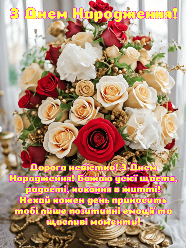 Привітання з Днем Народження невістці українською мовою, листівки ...