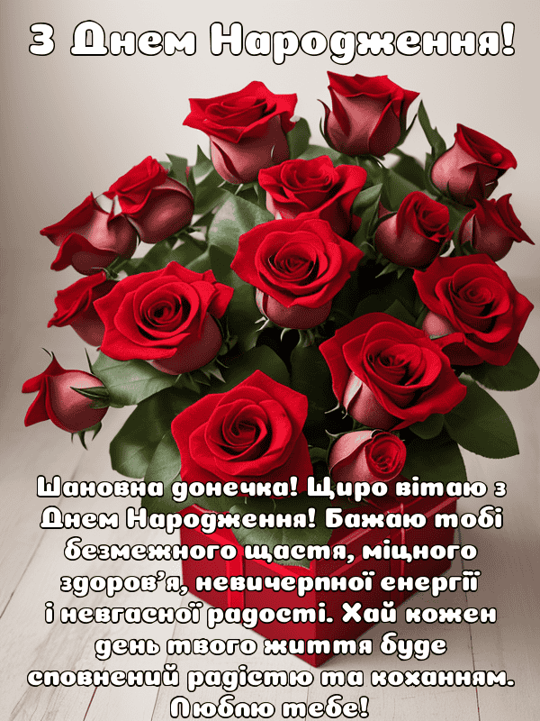 Привітання з Днем Народження доньки українською мовою, листівки, у ...