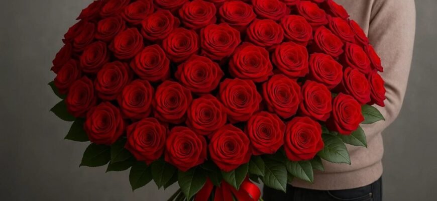 Величезний букет троянд на день народження – подарунок, що вражає
