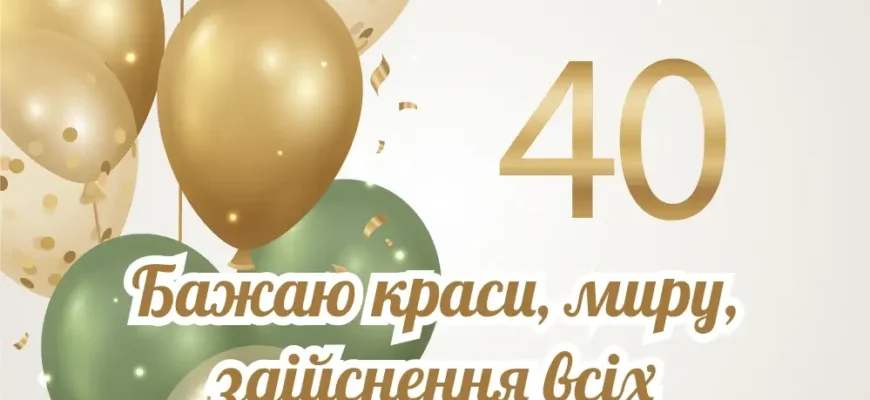 Вітання з 40-річчям: Щиро бажаємо щастя та здійснення мрій!