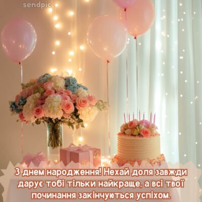 Вітання з Днем Народження: Красуня на Картинці для Святкового Настрою