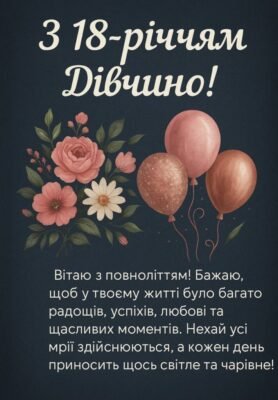 Яскраві привітання з 18-річчям: побажання на дорослий день народження