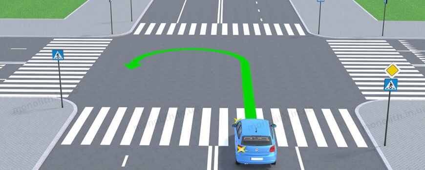 Заборона розвороту: відстань від пішохідних переходів за ПДР України