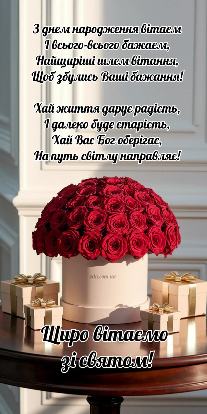 Листівка з віршем до дня народження для жінки