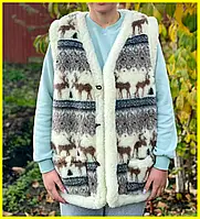 Жилет із натуральної овчини подвійний подовжений, Жилет з овечої ...