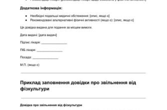 Зразок медичної довідки про звільнення від фізкультури: оформлення та поради