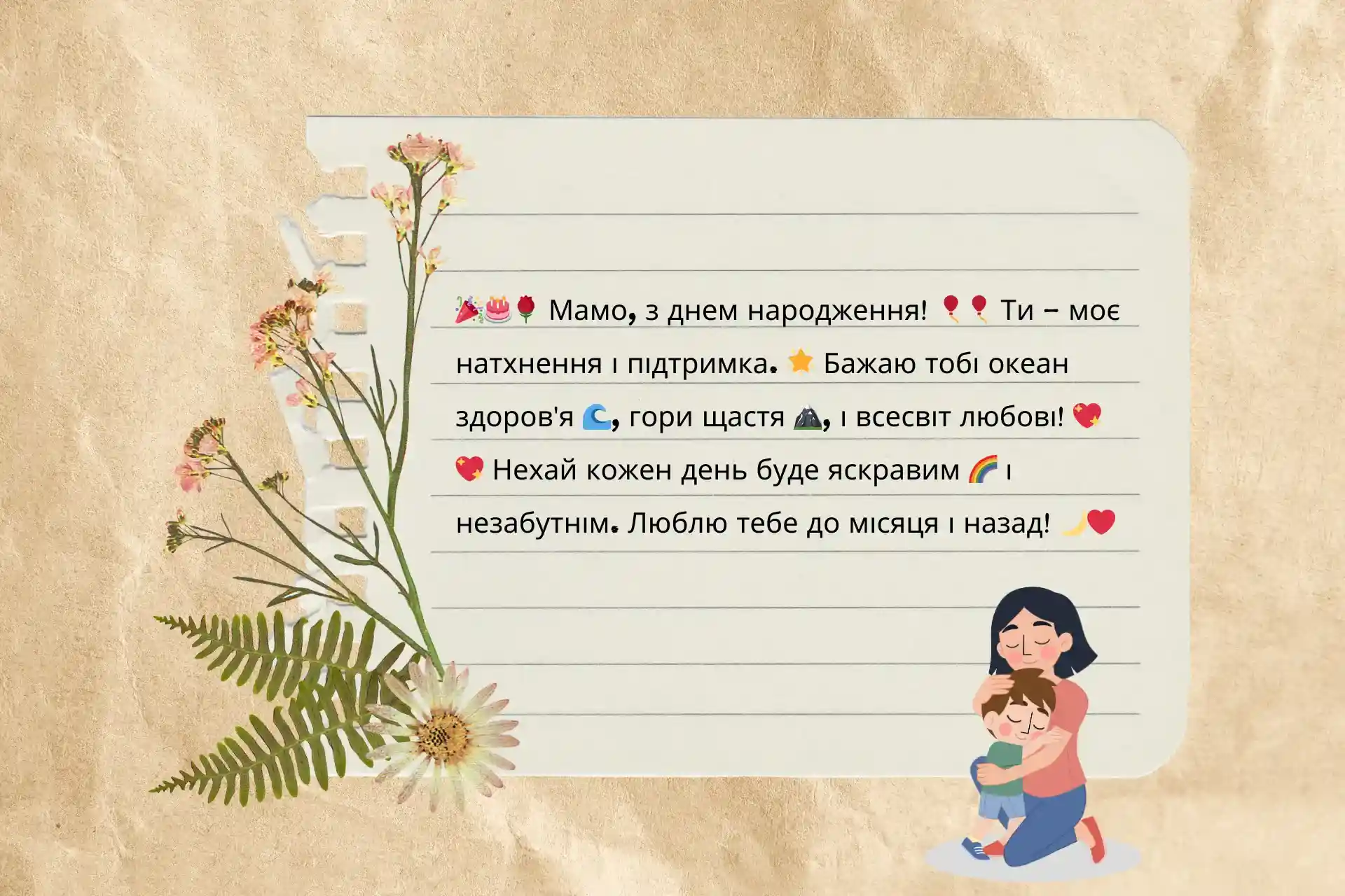 Зворушливі привітання мамі своїми словами 💖 з днем народження
