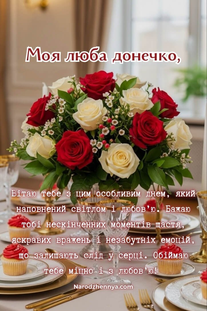 Привітання з днем народження донечки від мами/тата